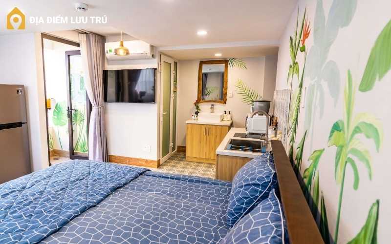 Không gian nghỉ ngơi tại homestay Thủ Đức đơn giản và tiện nghi