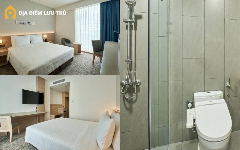 Phòng Deluxe Double với thiết kế thanh lịch và không gian thoáng đãng