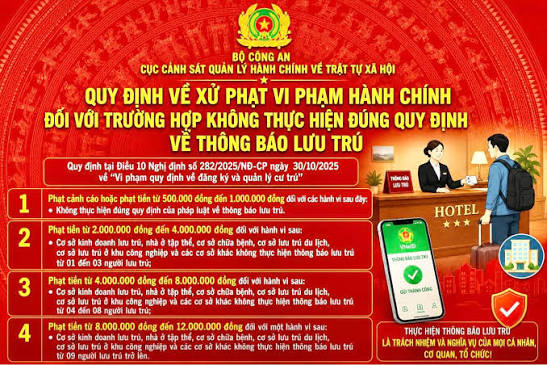 Quy Định Xử Phạt Vi Phạm Khi Không Đăng Ký Lưu Trú Qua Đêm